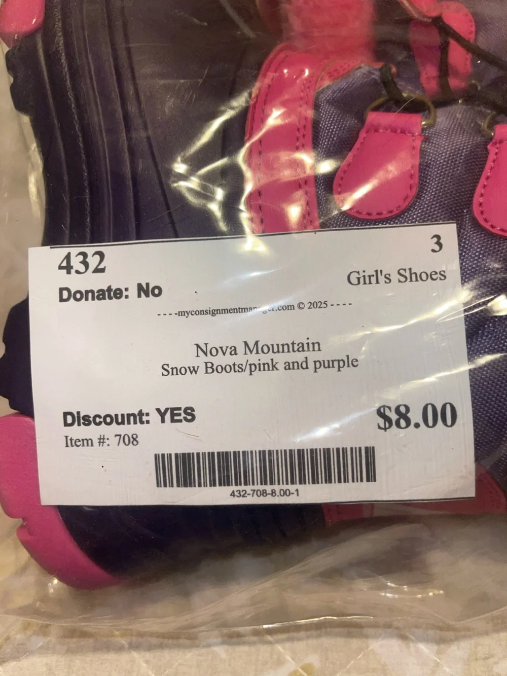 Girls' Pink and Purple Snow Boots